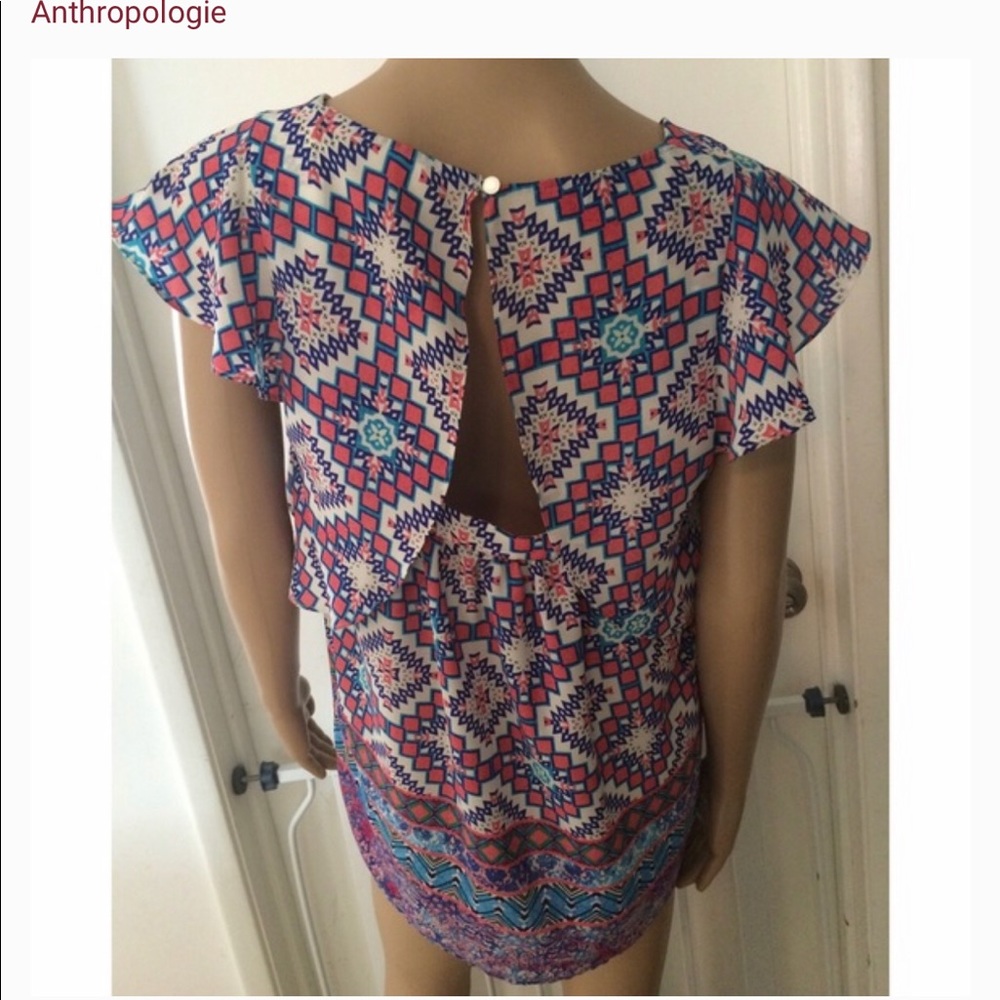 Meadow Rue Aztec Geometric Flutter Blouse - Picture 4 of 4